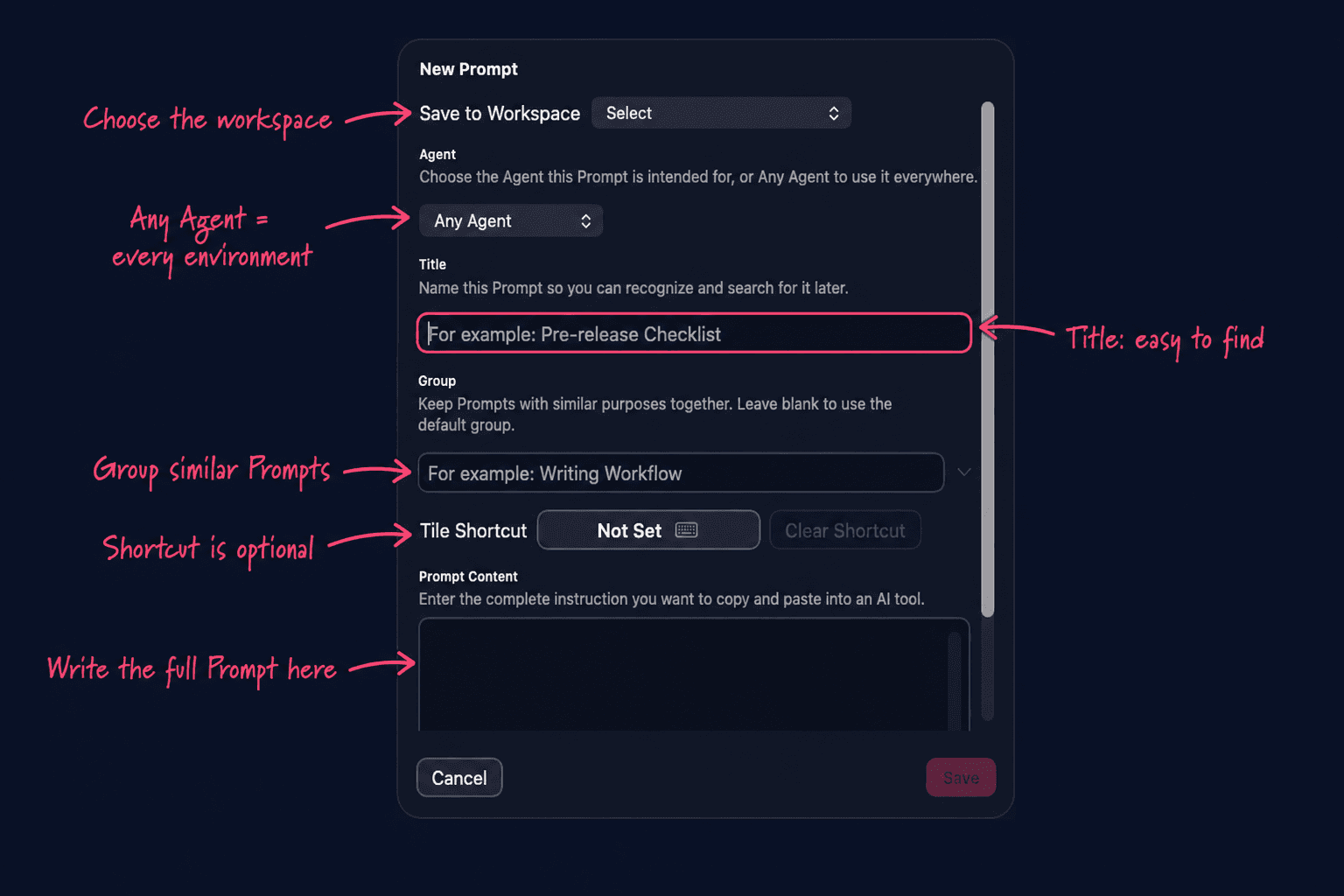 Prompt Island English New Prompt form with handwritten annotations